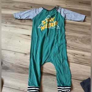 Playful Green and Gray Kids Footie